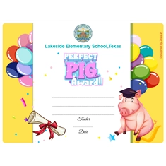 Perfect Pig Classroom Award Certificate